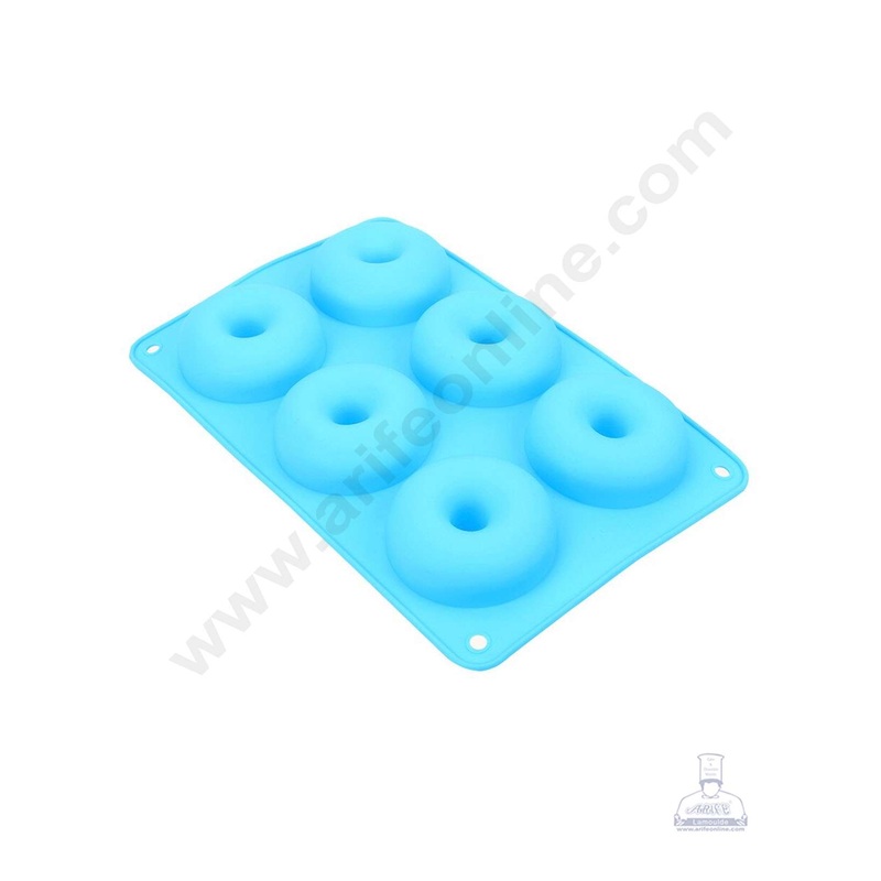 CAKE DECOR Silicon 6 Cavity Donut Shape Cake Mould Mousse Cake Mould Cavity Size 7.5x7.5x2.5 CM