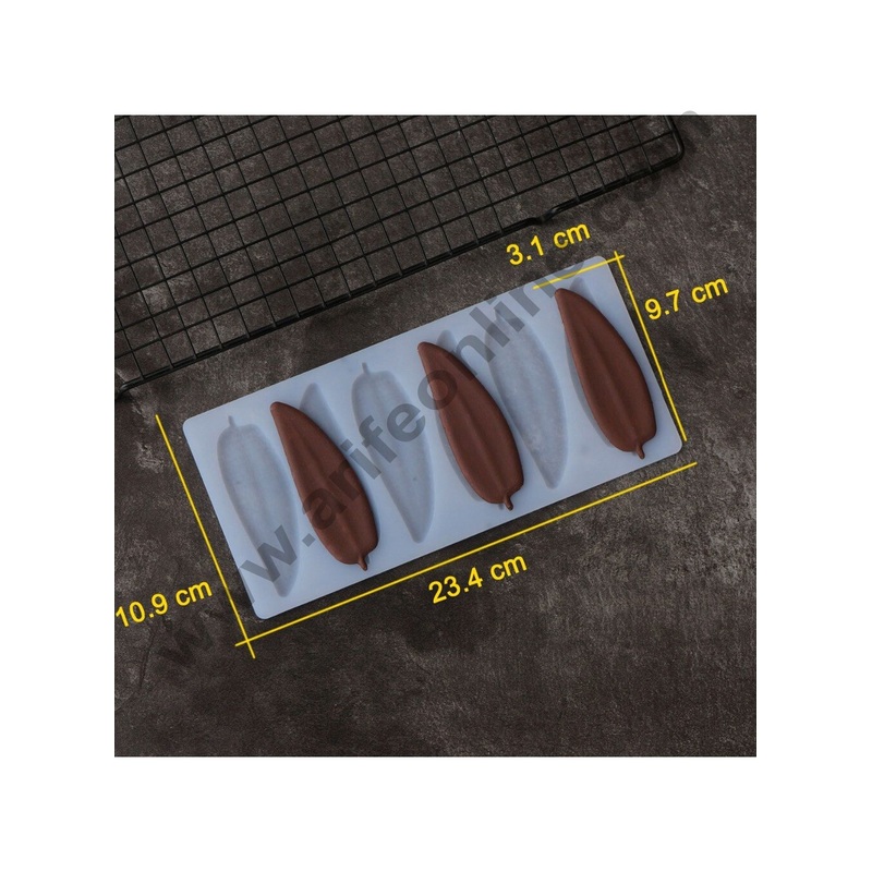 Cake Decor Silicon 6 in 1 Long Narrow Leaf Shape Chocolate Garnishing Mould Cake Insert Decoration Mould