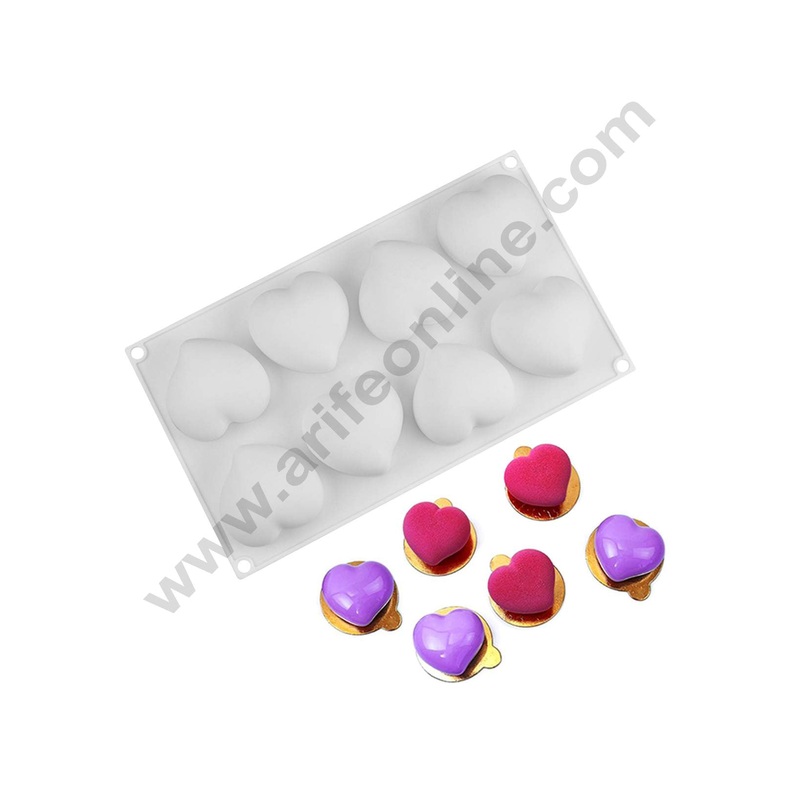 Cake Decor Silicon 8 Cavity 3D Curve Heart Mousse Cake Mould Silicon Moulds SBSM-643