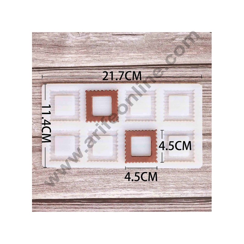 Cake Decor Silicon 8 in 1 Hollow Square Shape Chocolate Garnishing Mould Cake Insert Decoration Mould