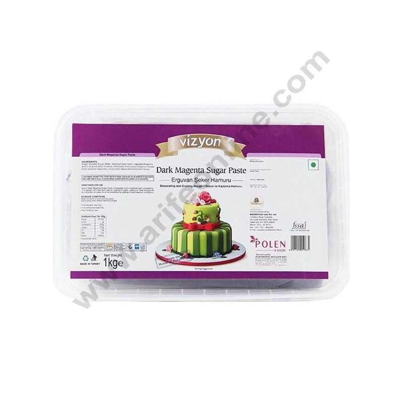 Vizyon Sugar Paste (Fondant) -Dark Magenta, 1kg