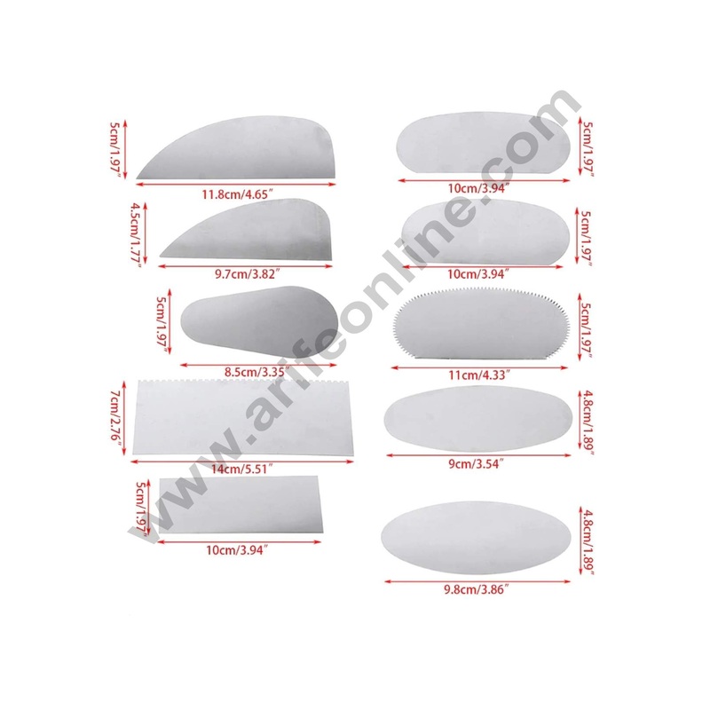 Cake Decor 10 Pcs Stainless Steel Edge Patterned Side Scraper Polisher Scraper Pastry Icing Comb For Cakes For Baking