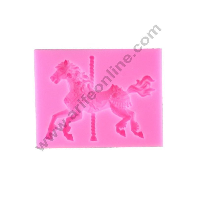 Cake Decor 1pcs Silicone Fondant Mould 3D Horse With Pole Cake Decorating