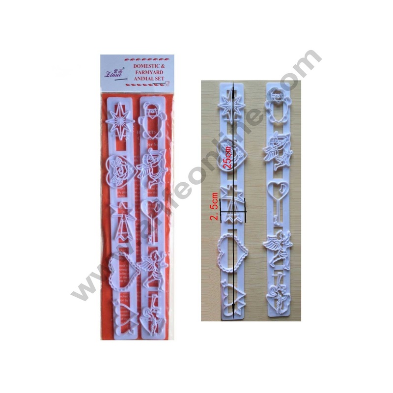 Cake Decor 2 Pcs Valentine's  Heart Tappet Cutter Plastic Fondant Cutter Gumpaste Cutter