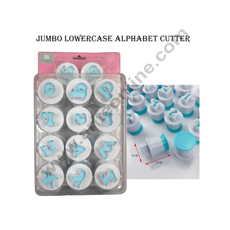 Cake Decor 26pcs Jumbo Push Easy Lower Case Alphabet Letter Cookie Cutter Fondant Cutters