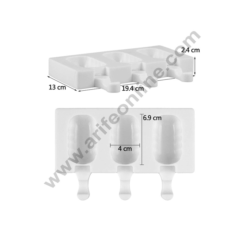 Cake Decor 3 Cavity White Classic Silicone Wave Section Cakesicle Mold Popsicle Easy Ice Cream Bar Mold