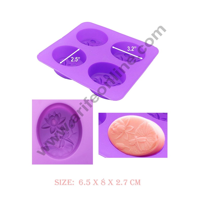 Cake Decor 4 Cavity Oval Flower Silicone Moulds for Soaps and Chocolate Jelly DessertsMould