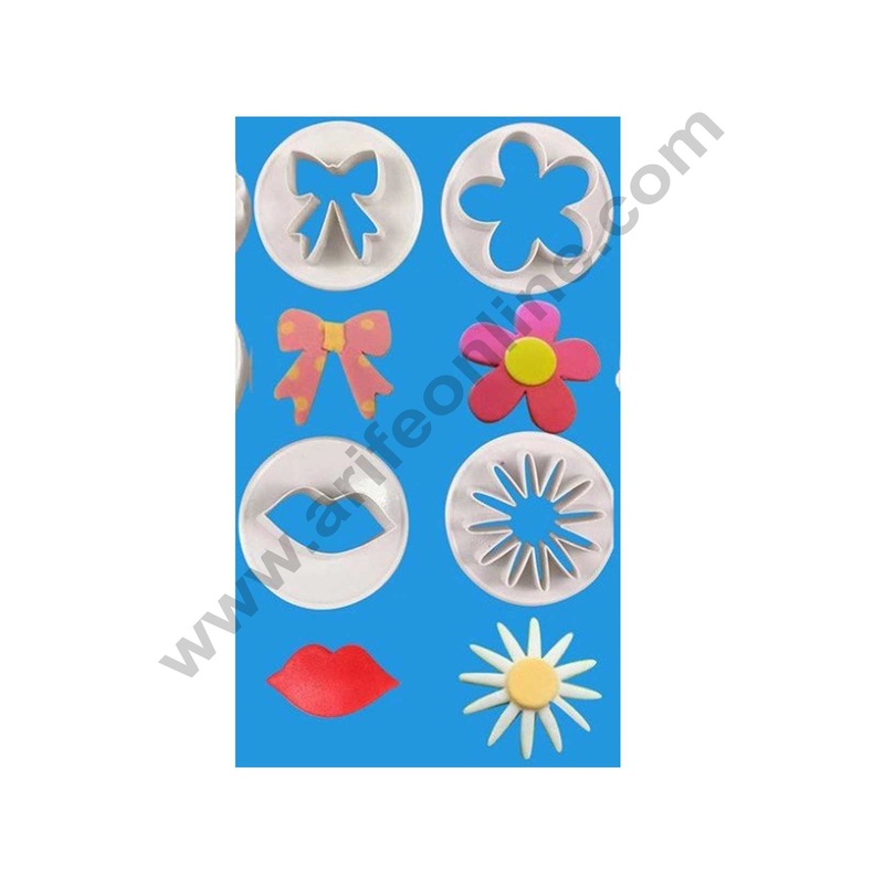 Cake Decor 4 Pc Lips Flower Bow Plastic Fondant Cutter Gumpaste Cutter
