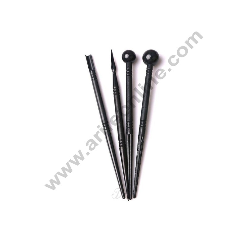 Cake Decor 4Pcs Black Cake Modelling Tools Set Fondant Clay Cutter Carve Pen Mould