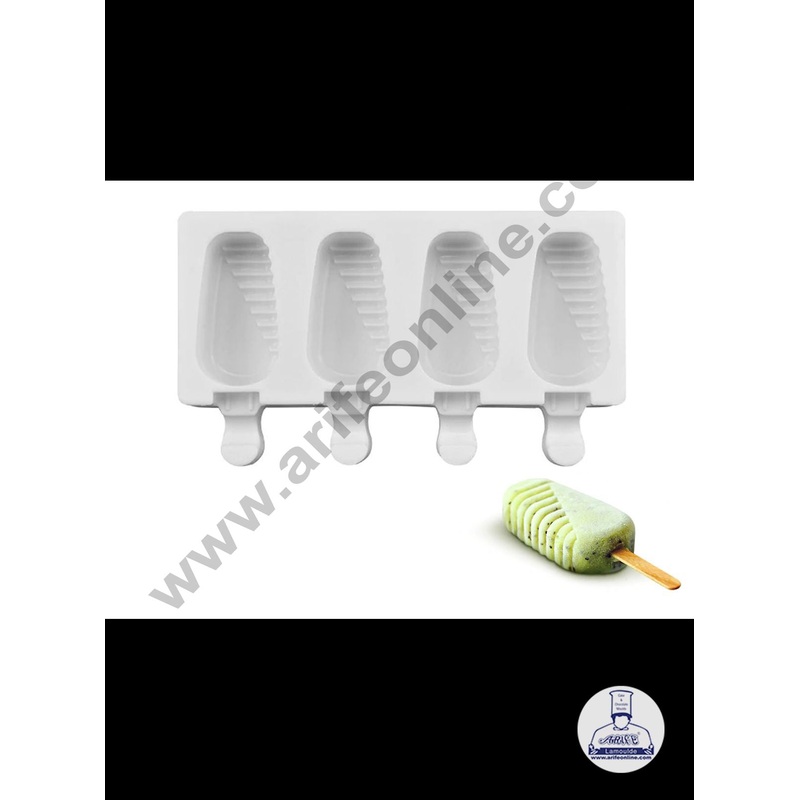 Cake Decor 4Pcs White Classic Silicone Half Striped Cakesicle Mold Popsicle Easy Ice Cream Bar Mold