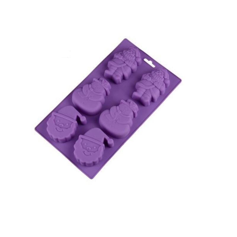 Cake Decor 6 Cavity Silicone Christmas Santa Claus Face Snowman Silicon Moulds Muffin Mould