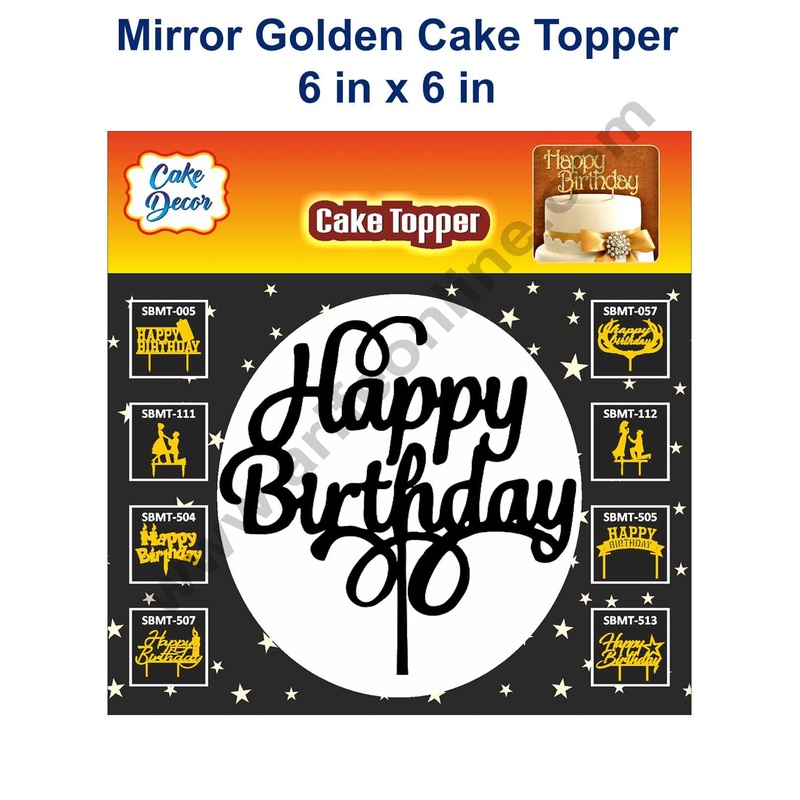 Cake Decor 6 inch Acrylic Finishing  Black Cake Topper Circle Happy Birthday