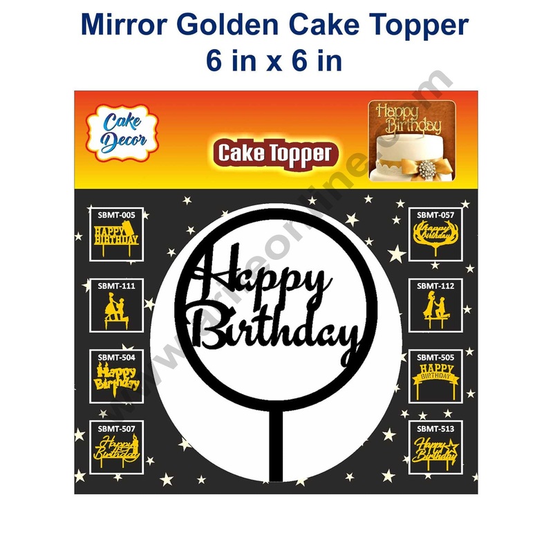 Cake Decor 6 inch Acrylic Finishing  Black Cake Topper Happy Birthday with Round