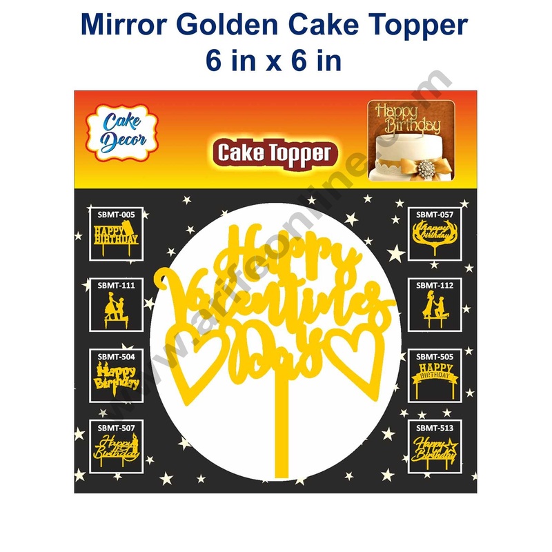 Cake Decor 6 inch Mirror Finshing Acrylic Cake Topper Double Heart Happy Valentine Day