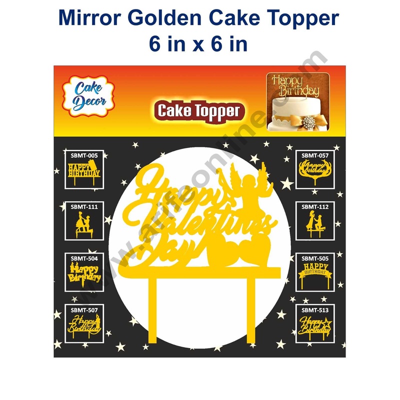 Cake Decor 6 inch Mirror Finshing Acrylic Cake Topper Full Double Heart Happy Valentine Day