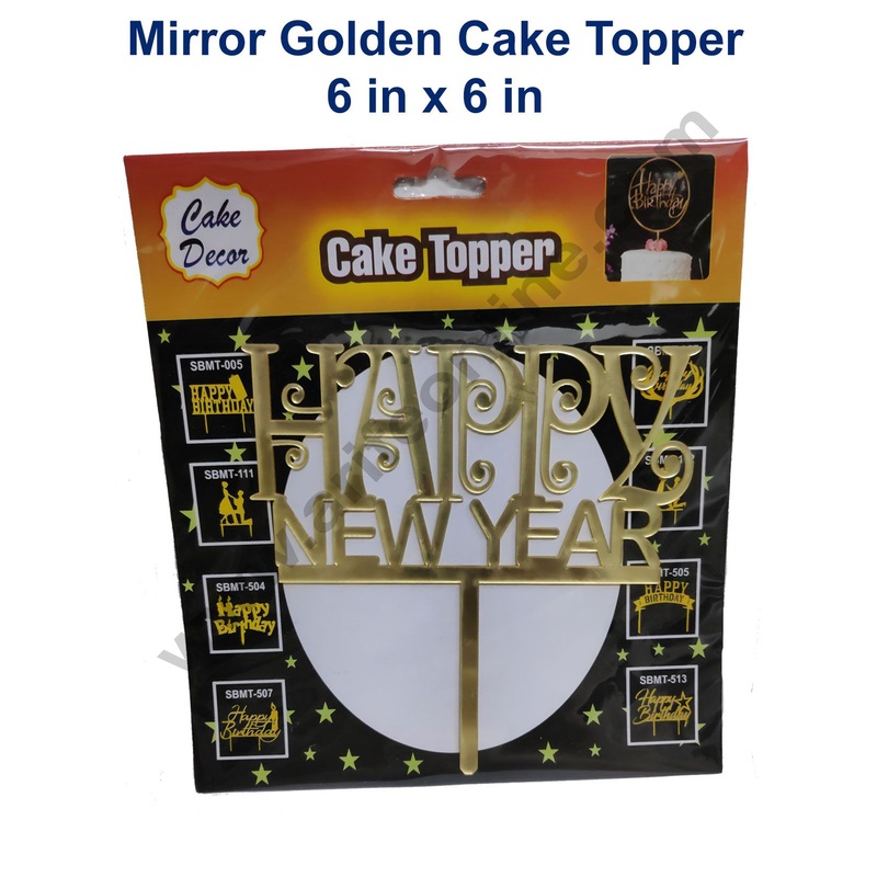 Cake Decor 6 inch Mirror Finshing Acrylic Cake Topper Happy New Year