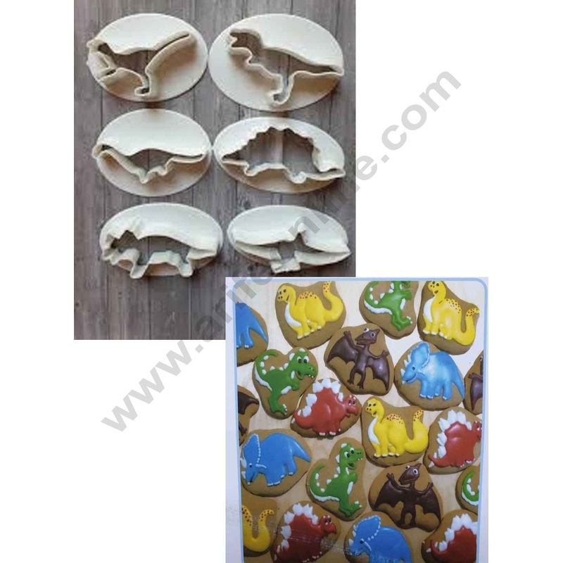 Cake Decor 6pc Dinosaur Multi Cutters Fondant Tool