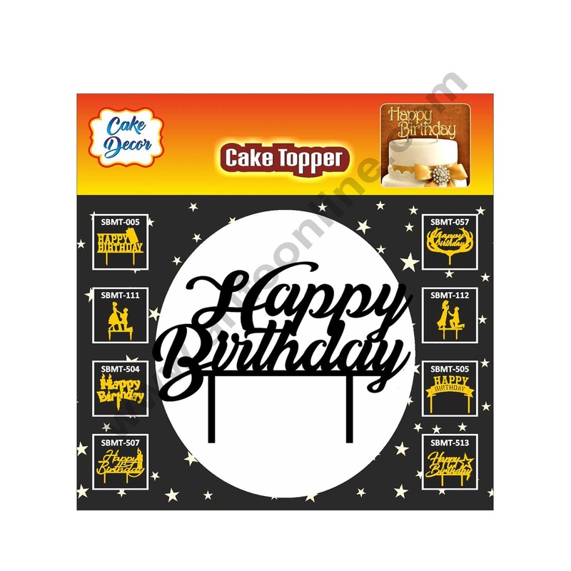 Cake Decor Acrylic Finishing  Black Cake Topper Happy Birthday