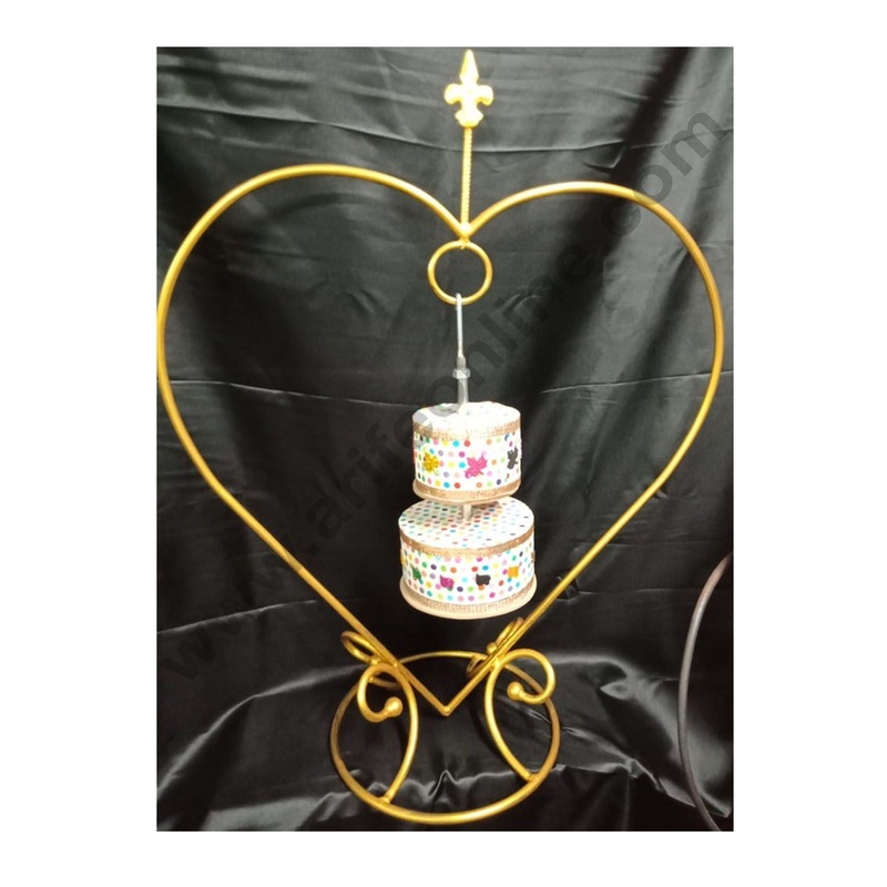 Cake Decor Heart Chandelier Cake Stand Metal Cake Display Stand Golden 2 Tier