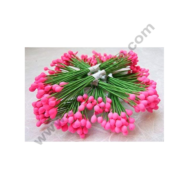 Cake Decor Pink Color Wire Pollen Pack of 10 Bunches for Flower Making