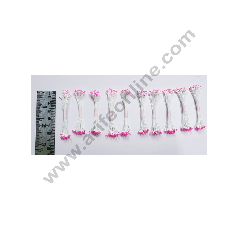 Cake Decor Pink White Dual Color Small Thread Pollen Pack of 10 Bunches for Flower Making