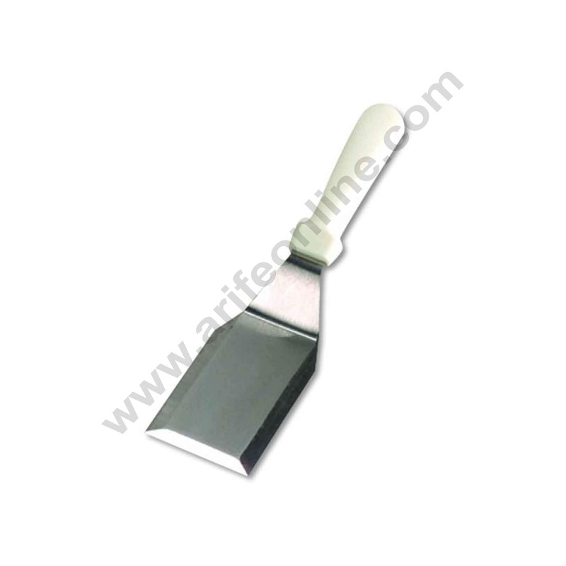 Cake Decor Plastic White Handle Heavy Duty Burger Turner Spatula with Cutting Edge, 11.5-Inch