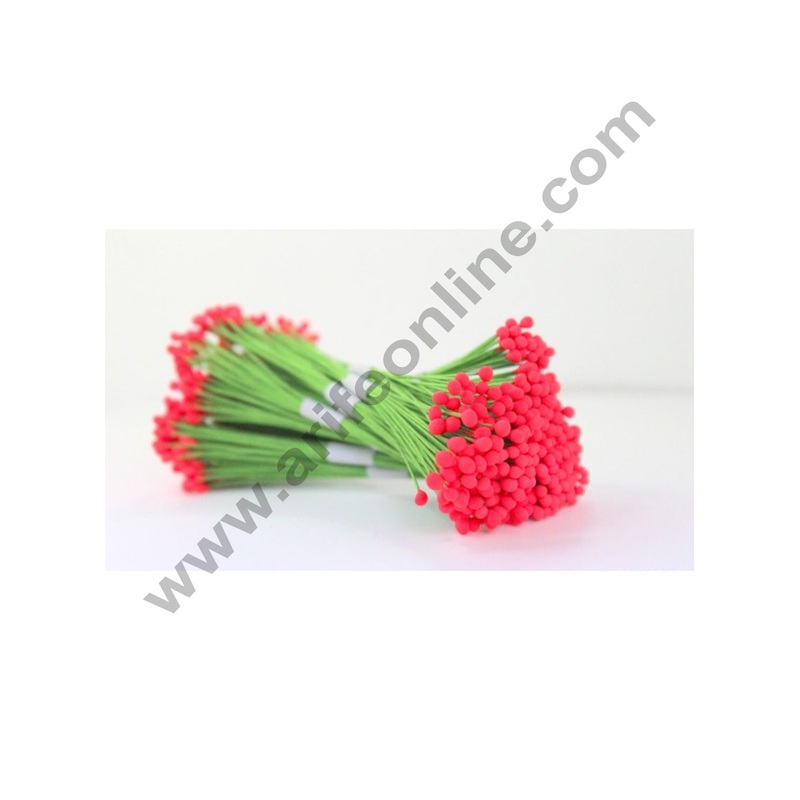 Cake Decor Red Color Wire Pollen Pack of 10 Bunches for Flower Making