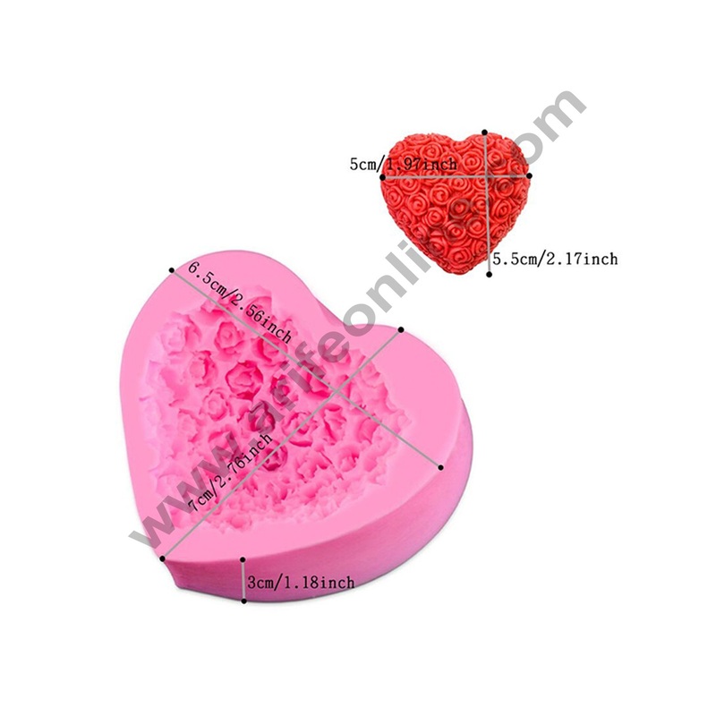 Cake Decor Silicon Small Heart Rose Soap Mould /Cake Muffin Mould Size : 6.5 x 7 x 3 CM