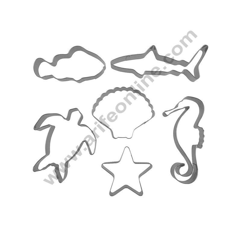 Cake Decor Stainless Steel 6 pcs Shark Starfish Turtle Fish Seahorse Seashell Cookie Cutter Fondant Biscuit Cake Fruit Cutter