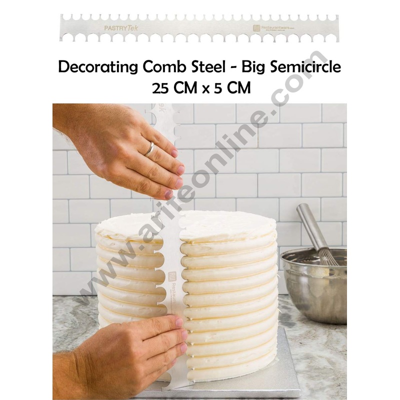 Cake Decor Stainless Steel Comb Big Semicircle Polisher Scraper Pastry Icing Comb For Cakes For Baking