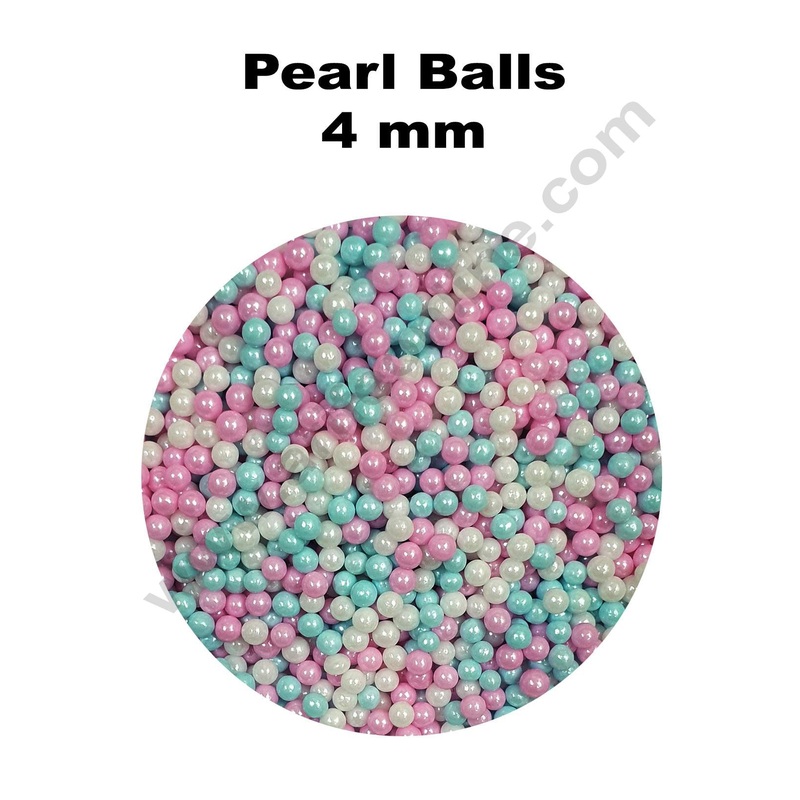 Cake Decor Sugar Candy - Candy Balls Pearl Balls Pink Blue White 4 mm