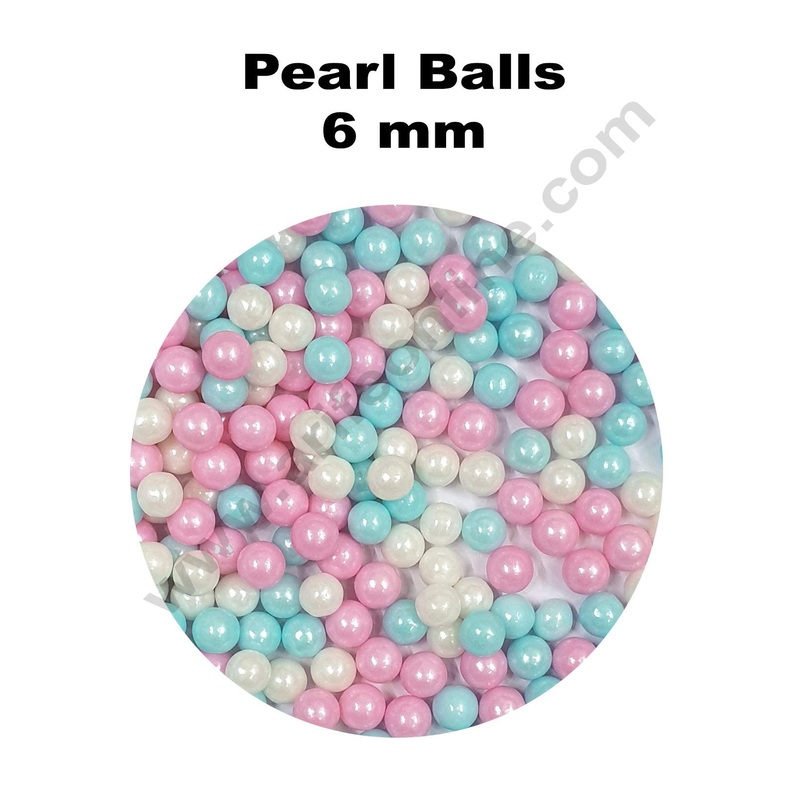 Cake Decor Sugar Candy - Candy Balls Pearl Balls Pink Blue White 6 mm