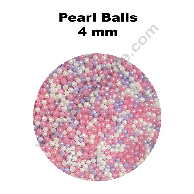 Cake Decor Sugar Candy - Candy Balls Pearl Balls Pink Purple White 4 mm