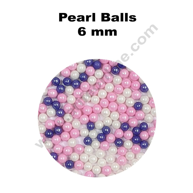 Cake Decor Sugar Candy - Candy Balls Pearl Balls Pink Purple White 6 mm
