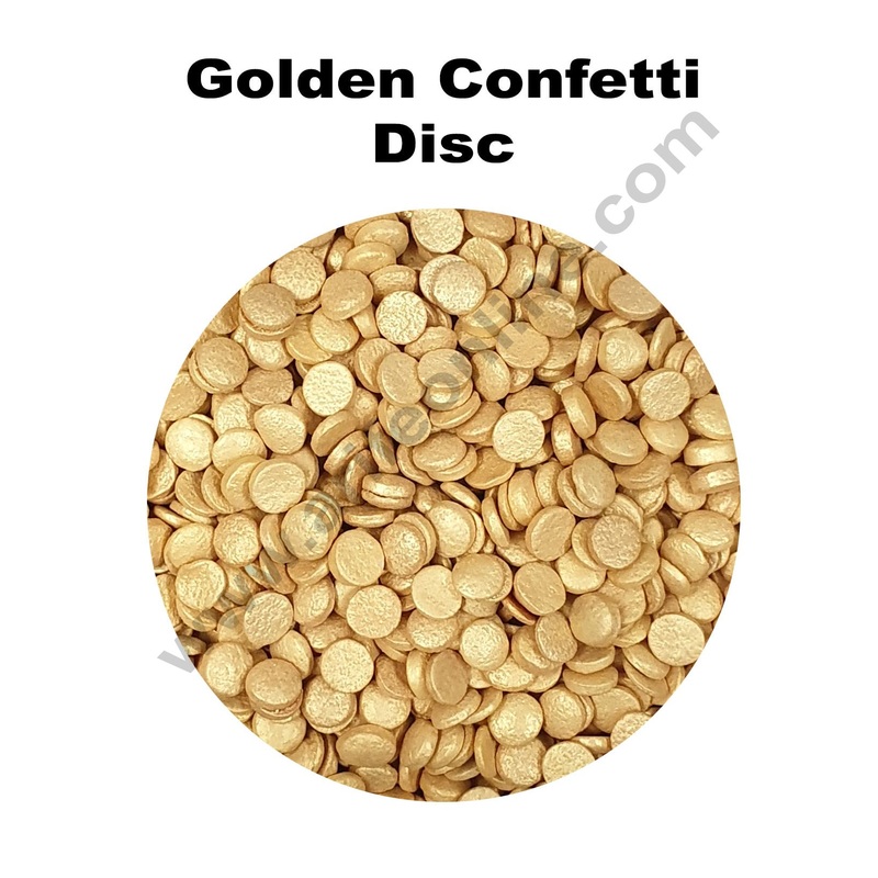 Cake Decor Sugar Candy - Fancy Round Confetti Golden Color