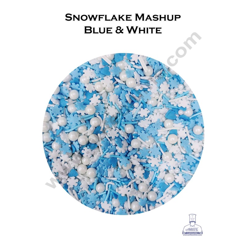 CAKE DECOR Sugar Candy - Fancy Sprinkles Mix Vermicelli Mix Ball and Snowflake Confetti Sprinkles and Candy
