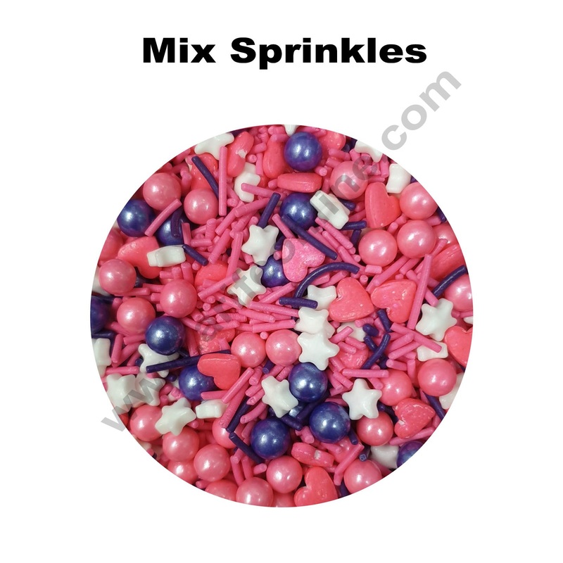 Cake Decor Sugar Candy - Fancy Sprinkles White Star Red Heart and Mix Ball