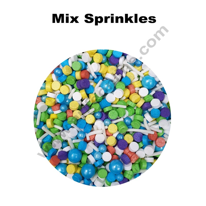 Cake Decor Sugar Candy - Fancy Sprinkles White Vermicelli Mix Ball and Mix Disc