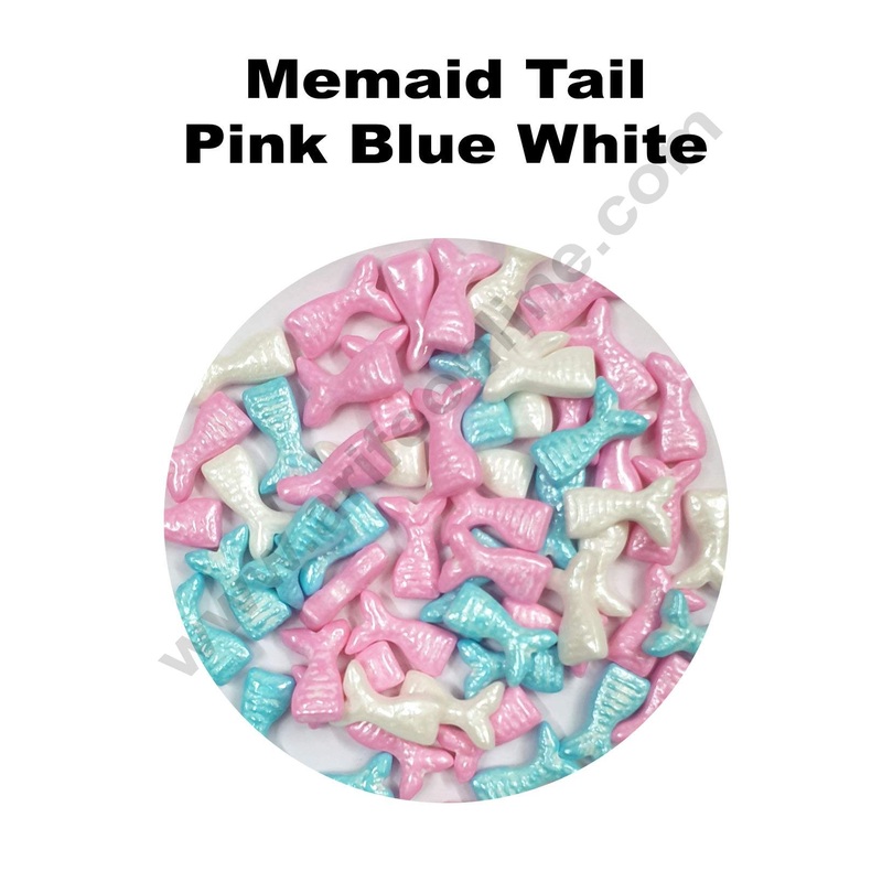 Cake Decor Sugar Candy - Mermaid Tail Pink Blue White