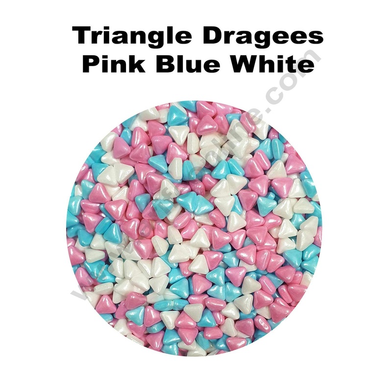 Cake Decor Sugar Candy - Triangle Dragees Pink Blue White