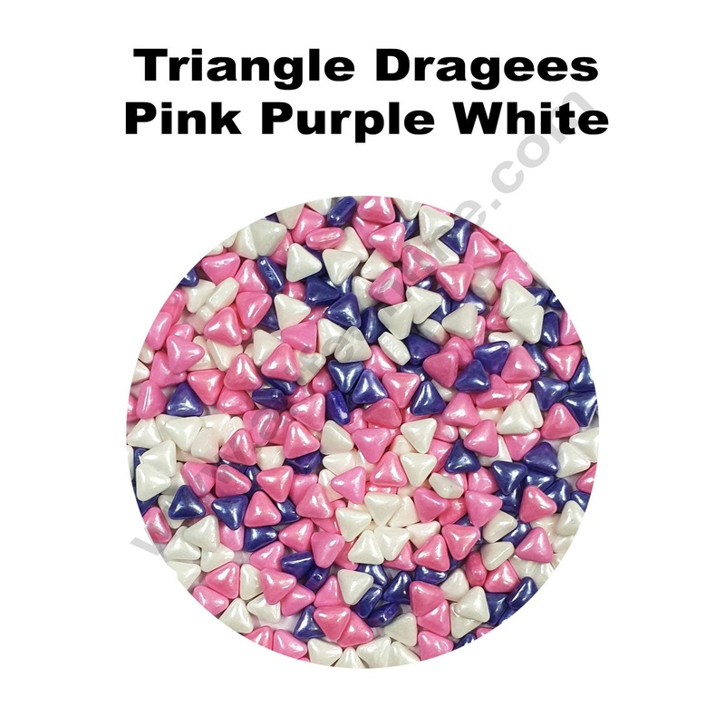 Cake Decor Sugar Candy - Triangle Dragees Pink Purple White