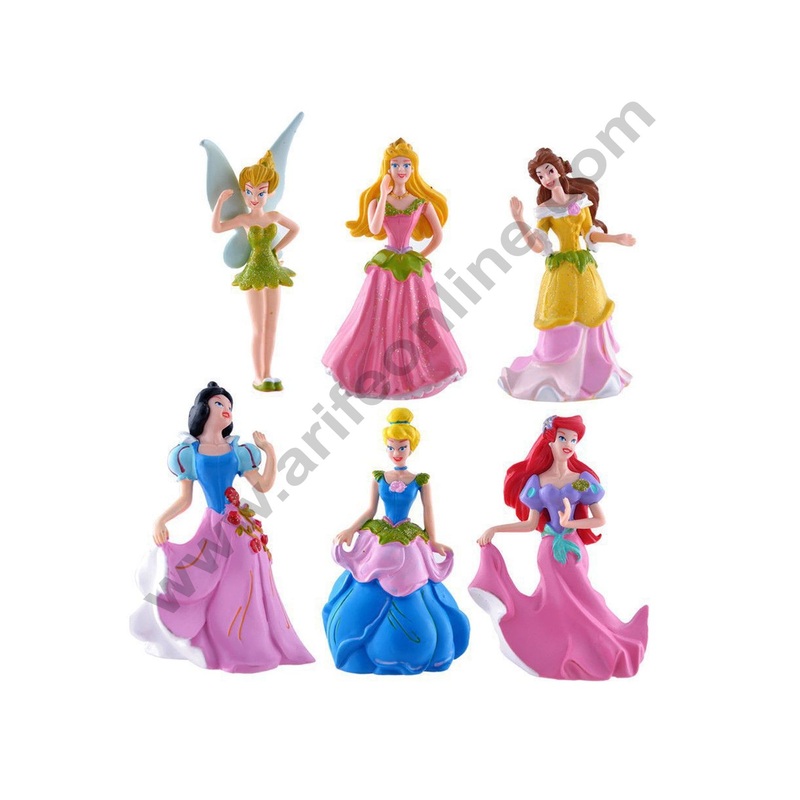 Cake Decor Toys 6 Pcs Set Princess Toys Plastic Action Figures Toys