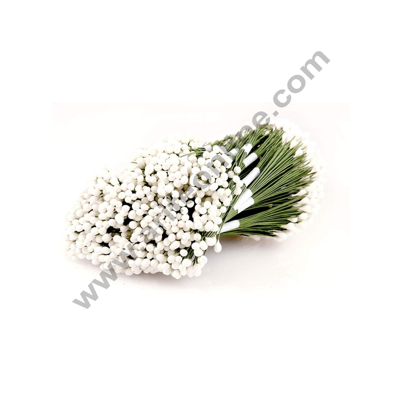 Cake Decor White Color Wire Pollen Pack of 10 Bunches for Flower Making