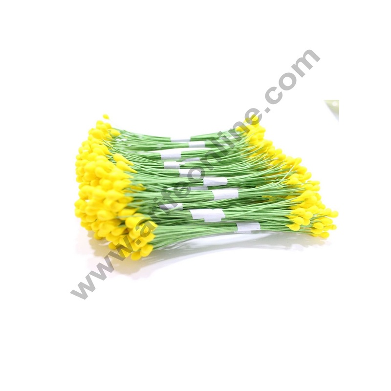 Cake Decor Yellow Color Wire Pollen Pack of 10 Bunches for Flower Making