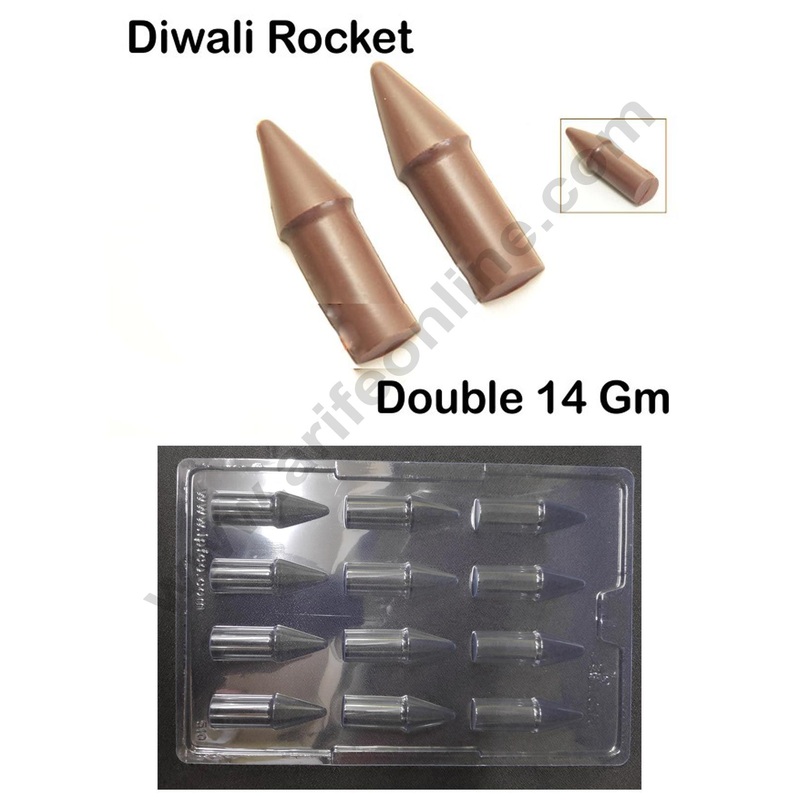 Cake Decor 12 Cavity PVC Chocolate mould Happy Diwali Rocket Bombs Crackers (1pcs pack)