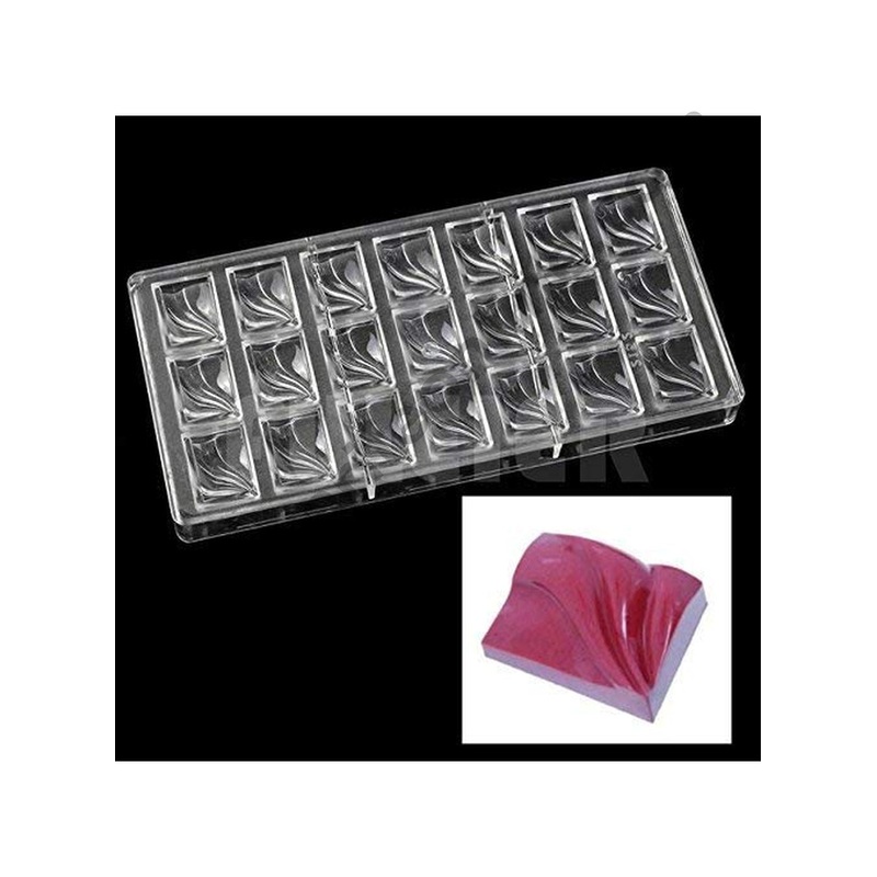 Cake Decor 21 Cavity Rectangle Waved Shaped Polycarbonate Chocolate Mould