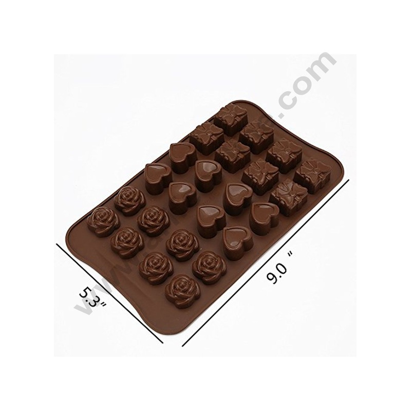 Cake Decor 24 Cavity Heart Gift Rose Shapes Valentines Silicone Chocolate Mould