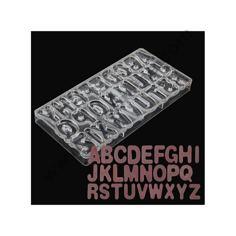 Cake Decor 26 Cavities Alphabets A to Z Shaped Polycarbonate Chocolate Mould