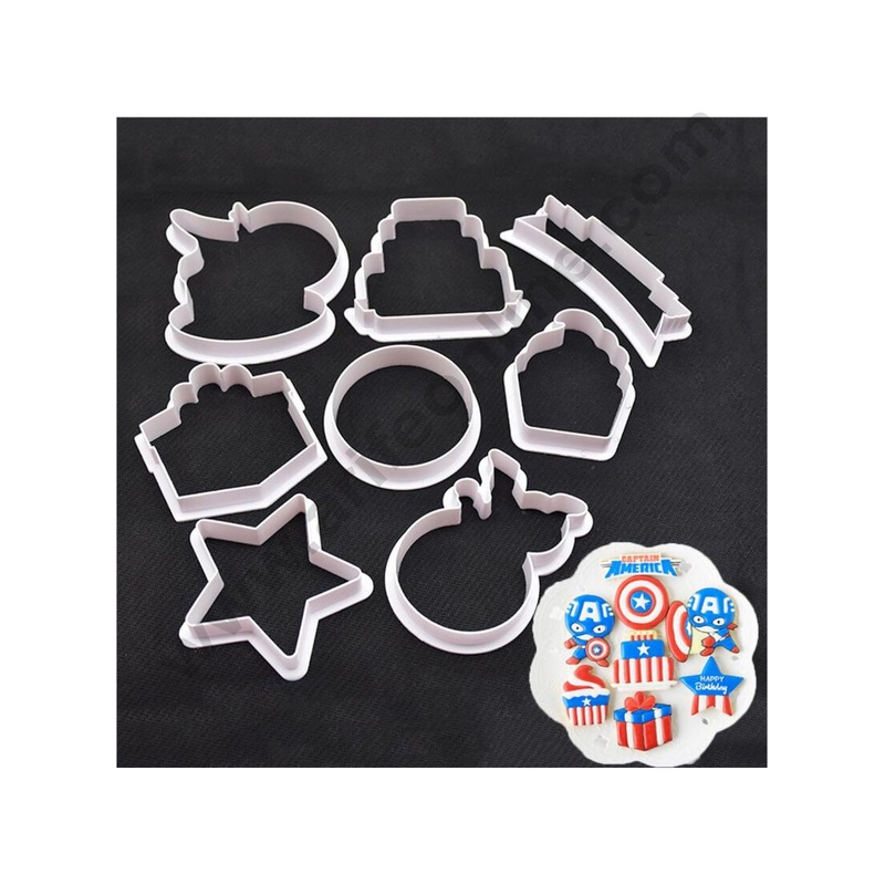 Cake Decor 8pc Captain America Multi Cutters Fondant Tool