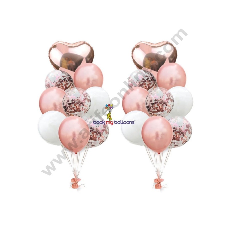 Cake Decor Aluminum Coating Balloons Rose Gold Confetti Balloons(Pack of 10pcs)